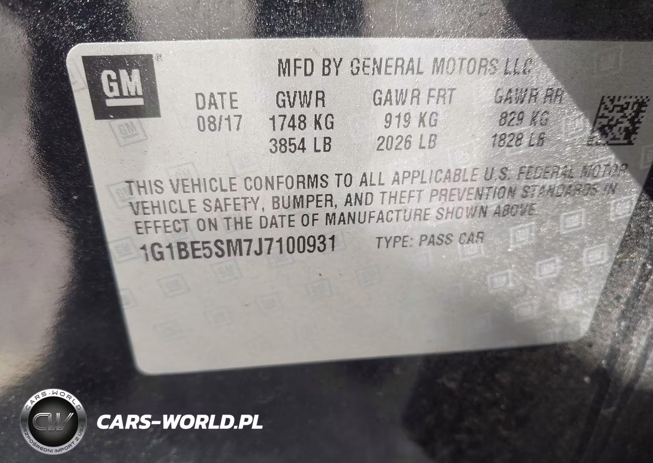 2018 Chevrolet Cruze Lt Auto VIN:1G1BE5SM7J7100931 - 9