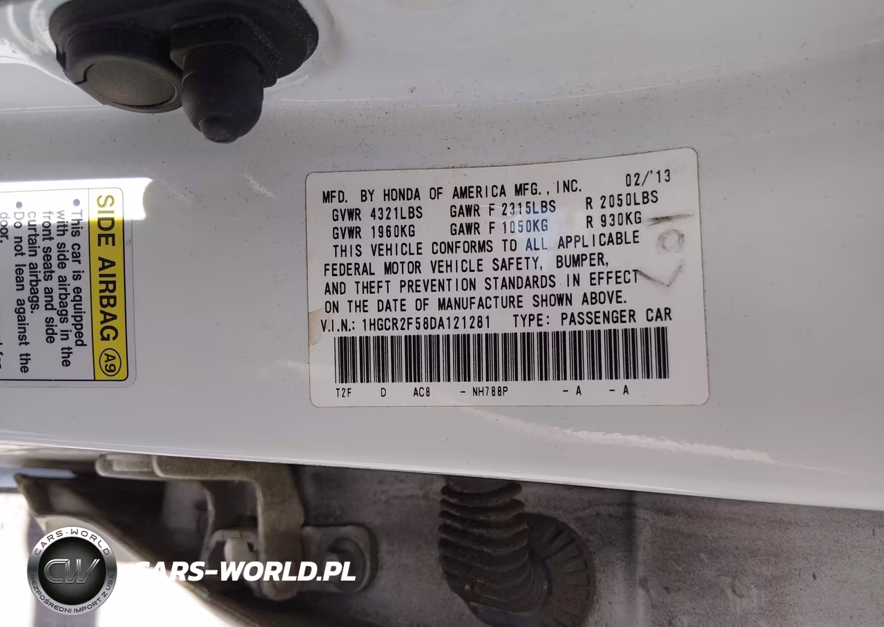 2013 Honda Accord Sport VIN:1HGCR2F58DA121281 - 9
