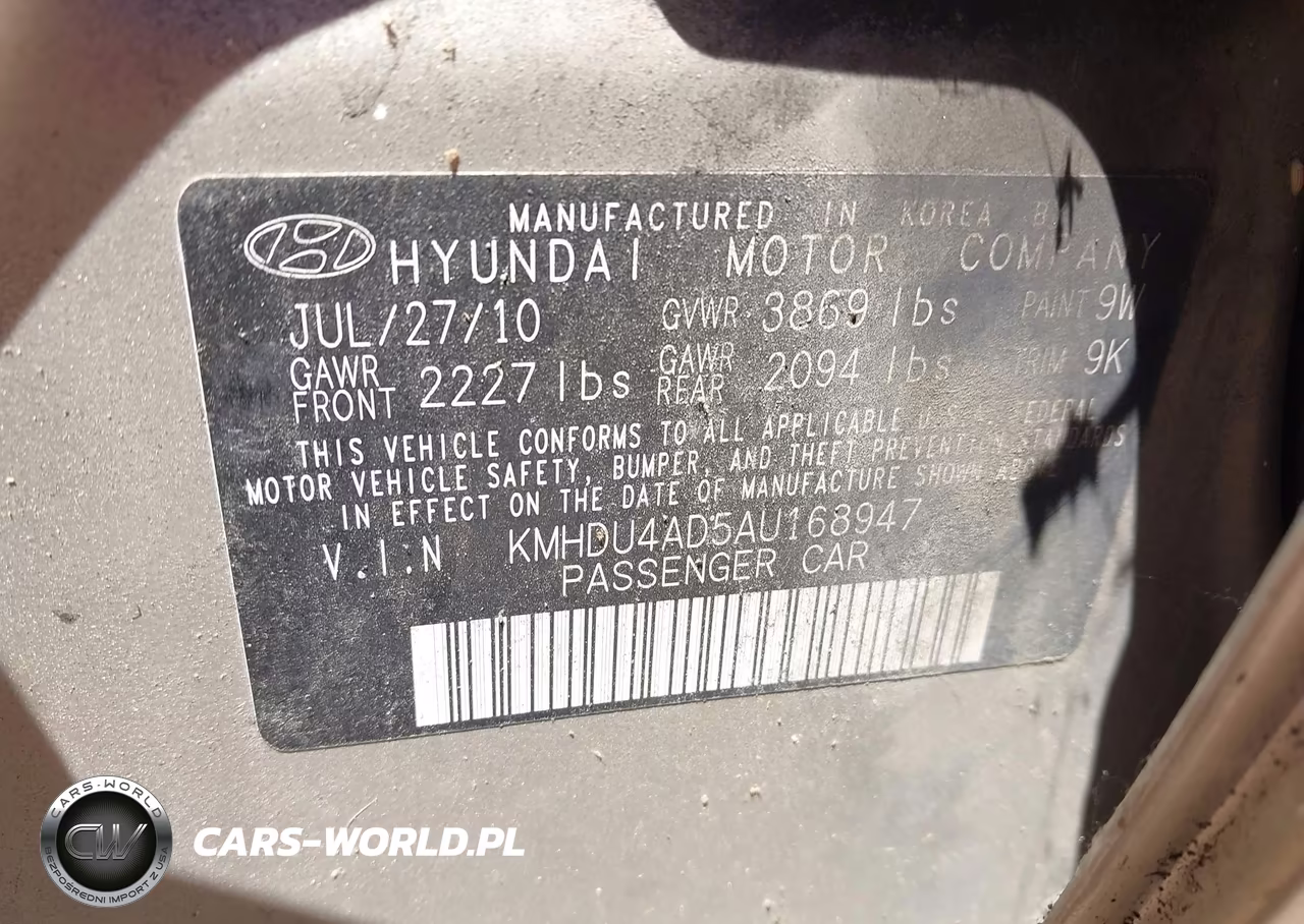 2010 Hyundai Elantra Gls VIN:KMHDU4AD5AU168947 - 9