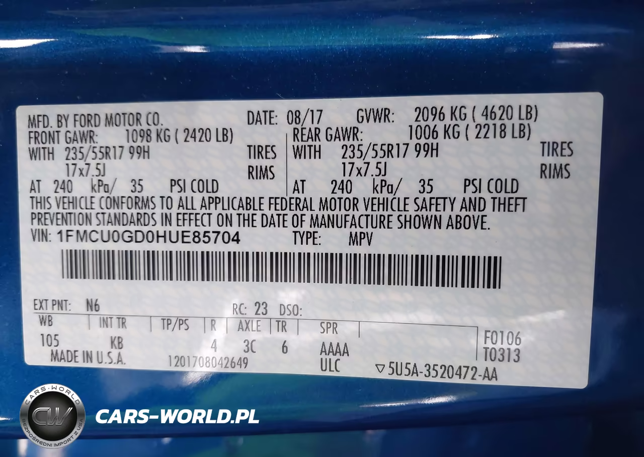 2017 Ford Escape Se VIN:1FMCU0GD0HUE85704 - 9