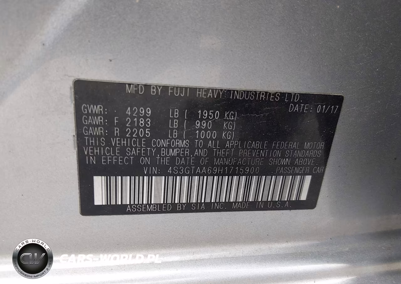 2017 Subaru Impreza 2.0I VIN:4S3GTAA69H1715900 - 9