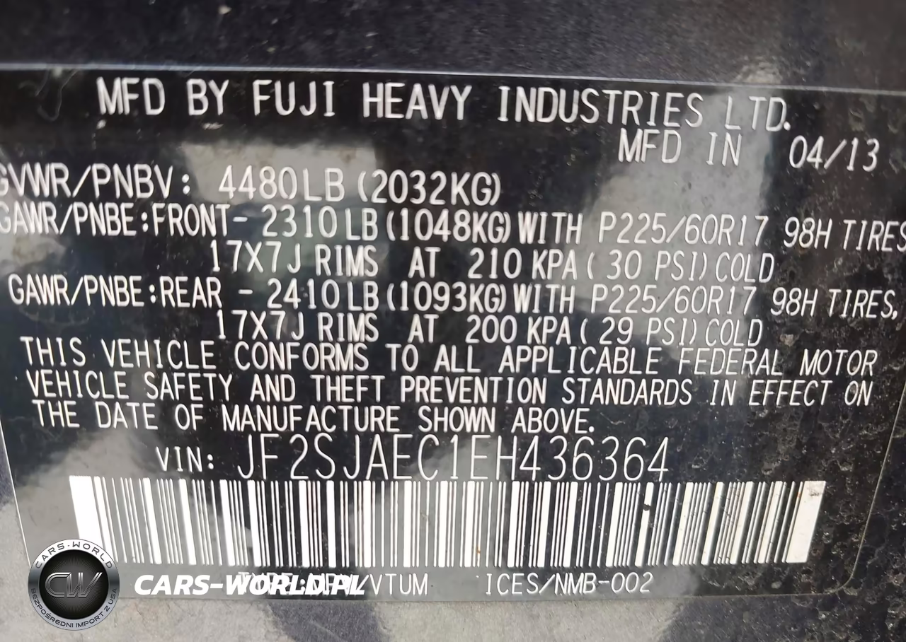 2014 Subaru Forester 2.5I Premium VIN:JF2SJAEC1EH436364 - 9