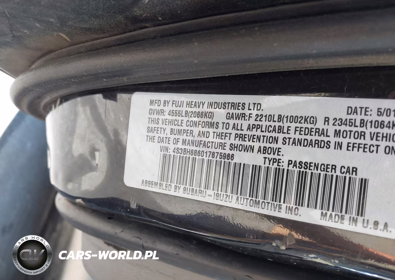 2001 Subaru Outback Limited VIN:4S3BH686017675966 - 9