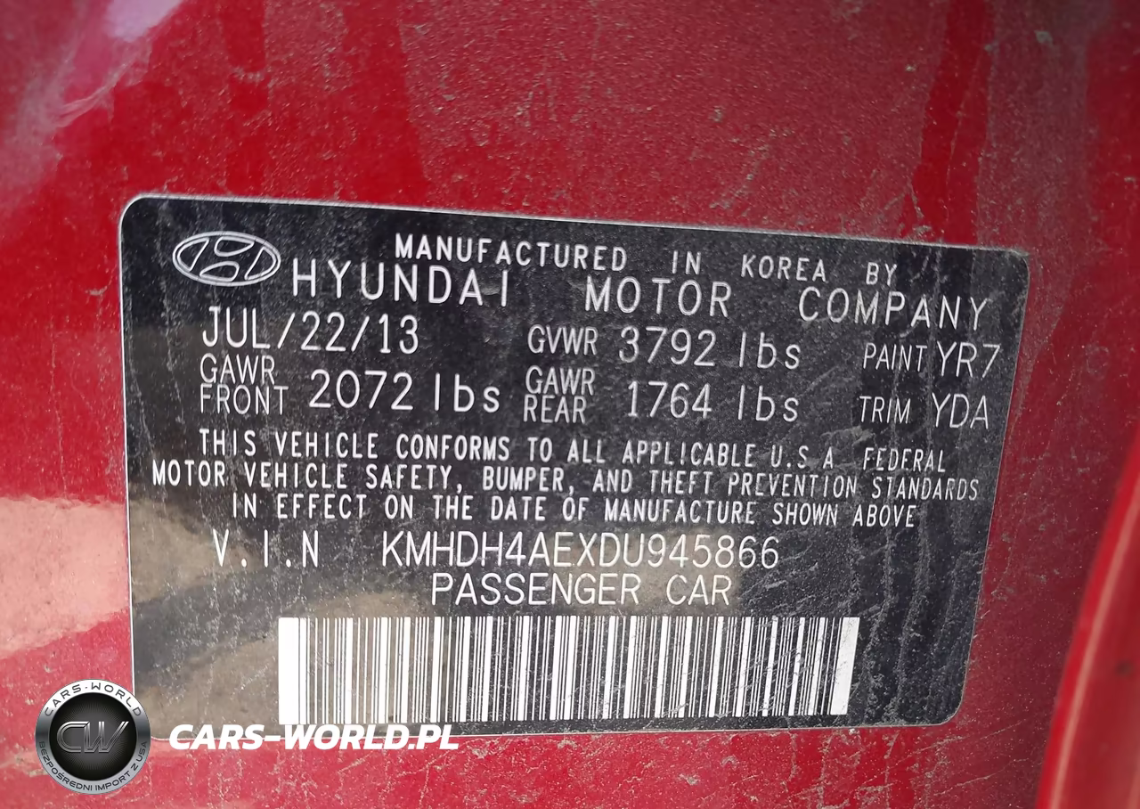 2013 Hyundai Elantra Gls VIN:KMHDH4AEXDU945866 - 9