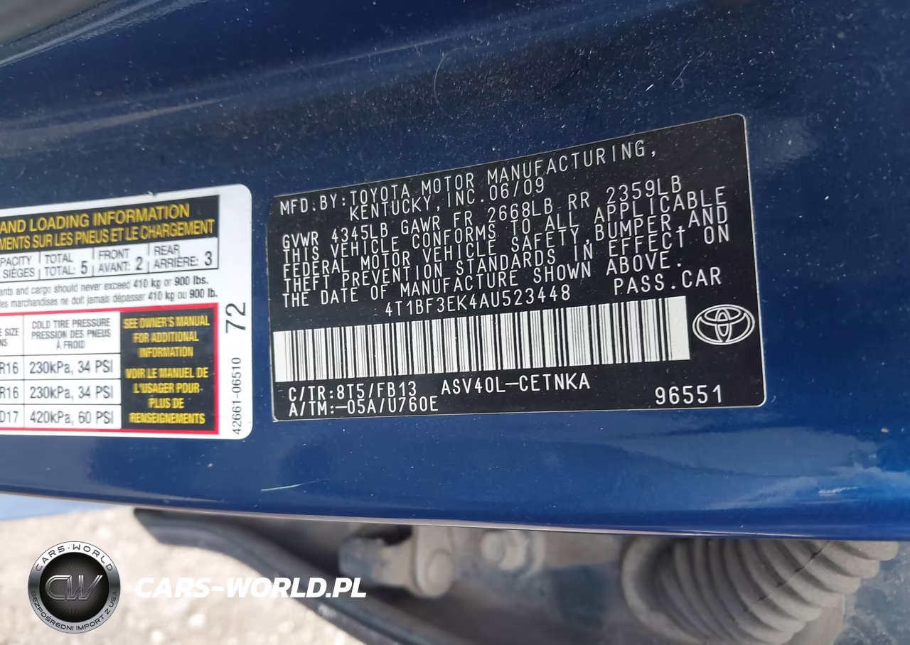 2010 Toyota Camry Le VIN:4T1BF3EK4AU523448 - 9