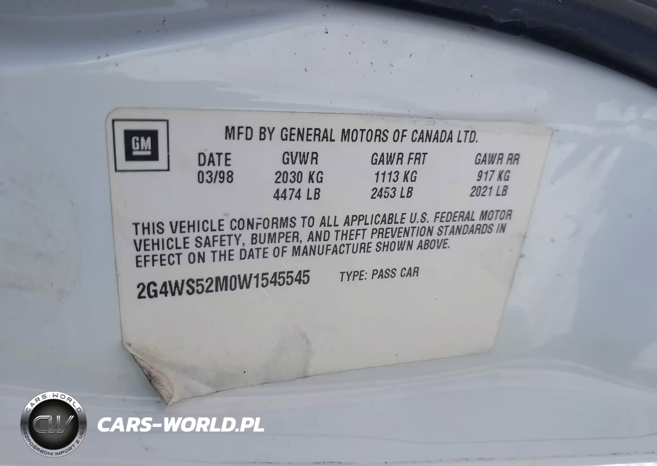 1998 Buick Century Custom VIN:2G4WS52M0W1545545 - 9