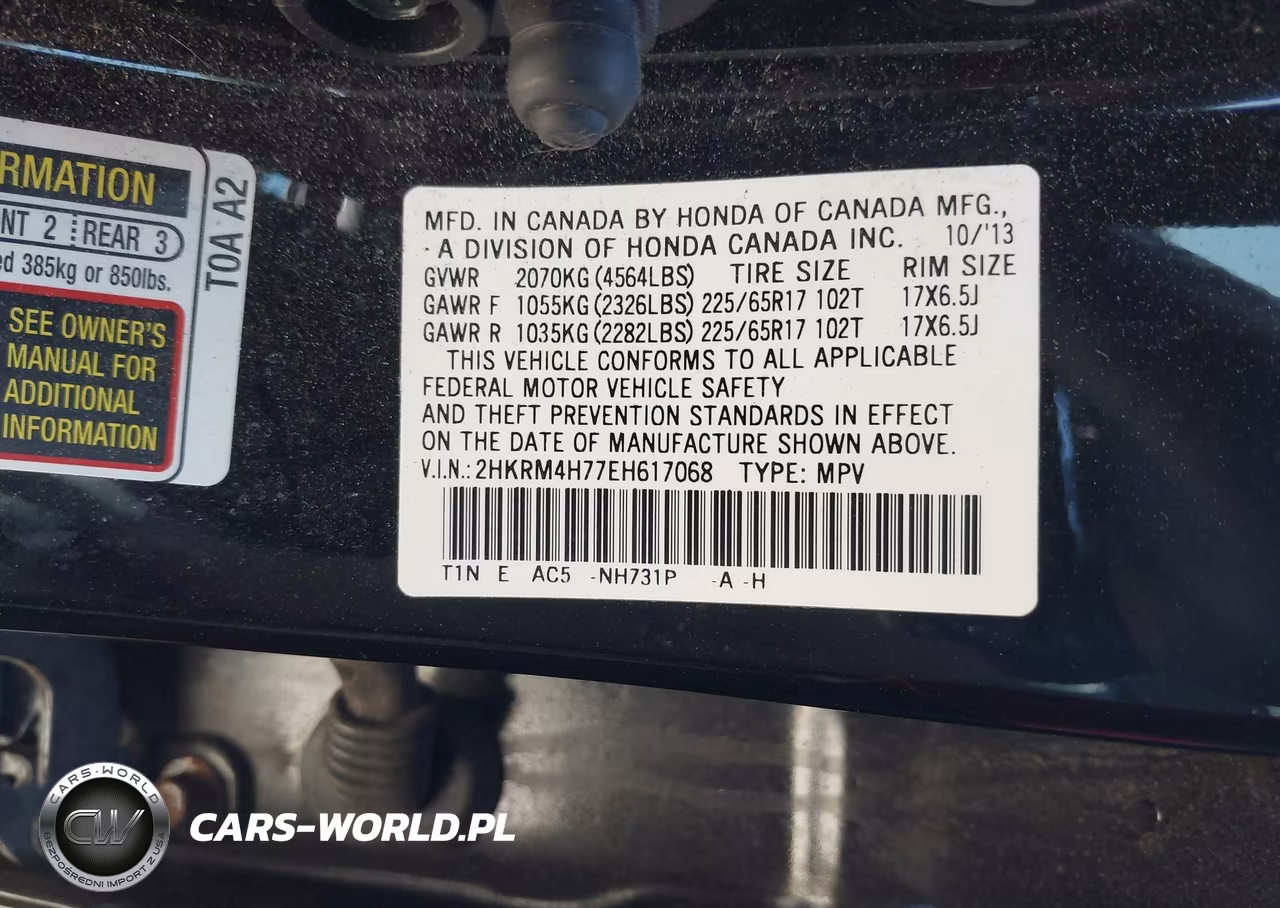 2014 Honda Cr-V Ex-L VIN:2HKRM4H77EH617068 - 9