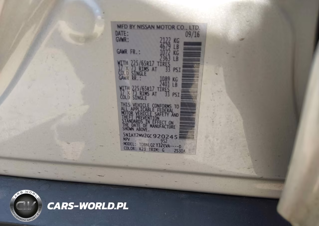 2016 Nissan Rogue Sv VIN:5N1AT2MV2GC920245 - 9