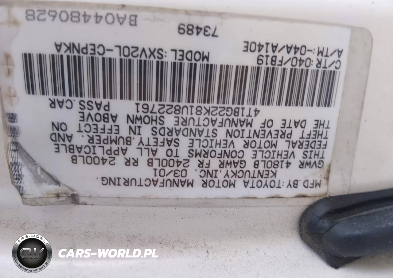 2001 Toyota Camry Le VIN:4T1BG22K81U822761 - 9
