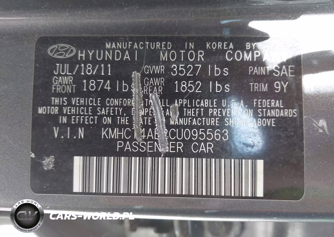 2012 Hyundai Accent Gls VIN:KMHCT4AE2CU095563 - 9