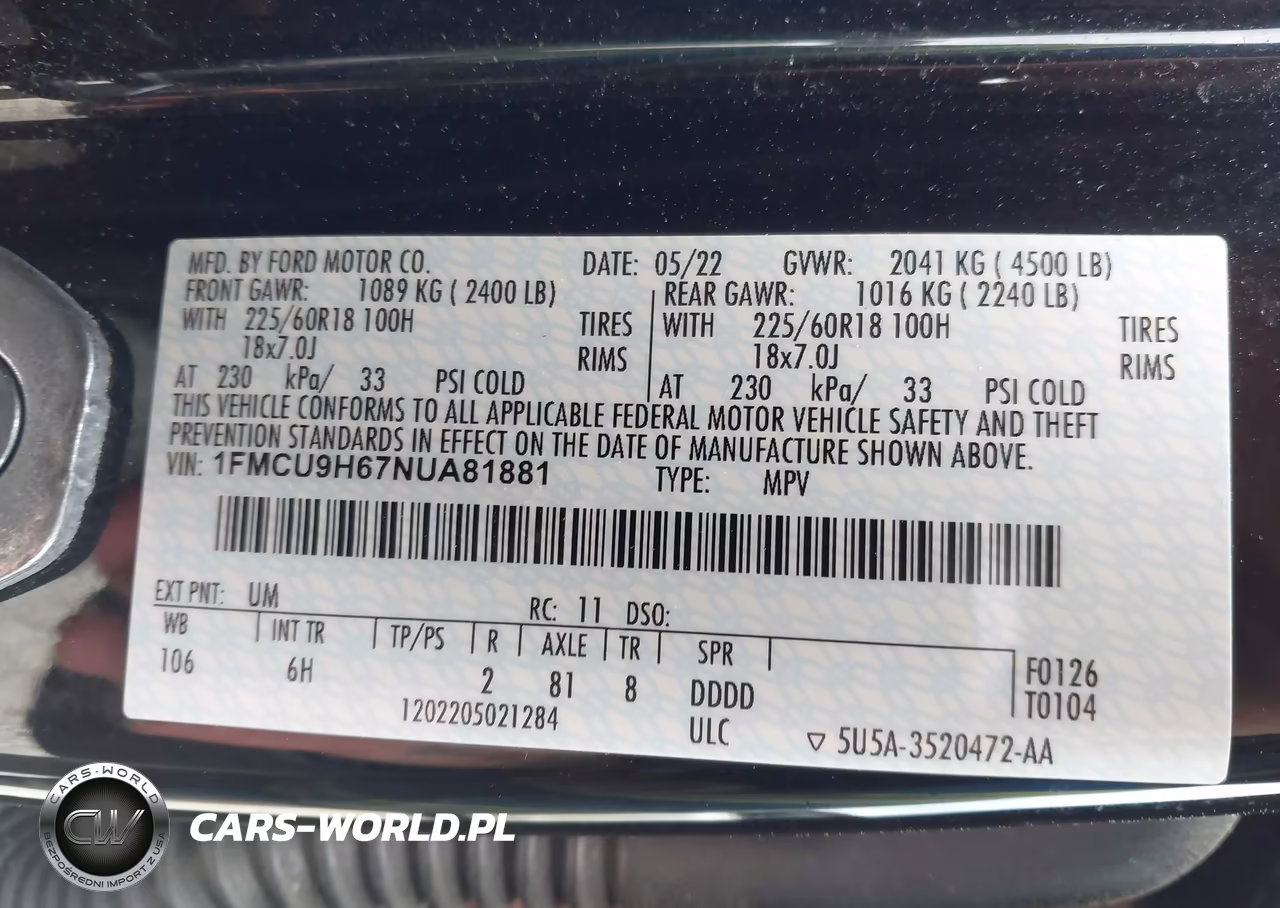 2022 Ford Escape Sel VIN:1FMCU9H67NUA81881 - 9