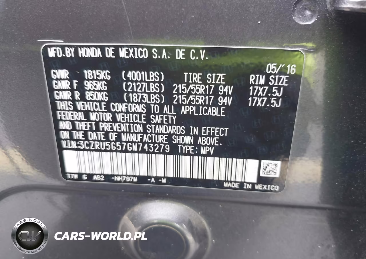2016 Honda Hr-V Ex VIN:3CZRU5G57GM743279 - 9