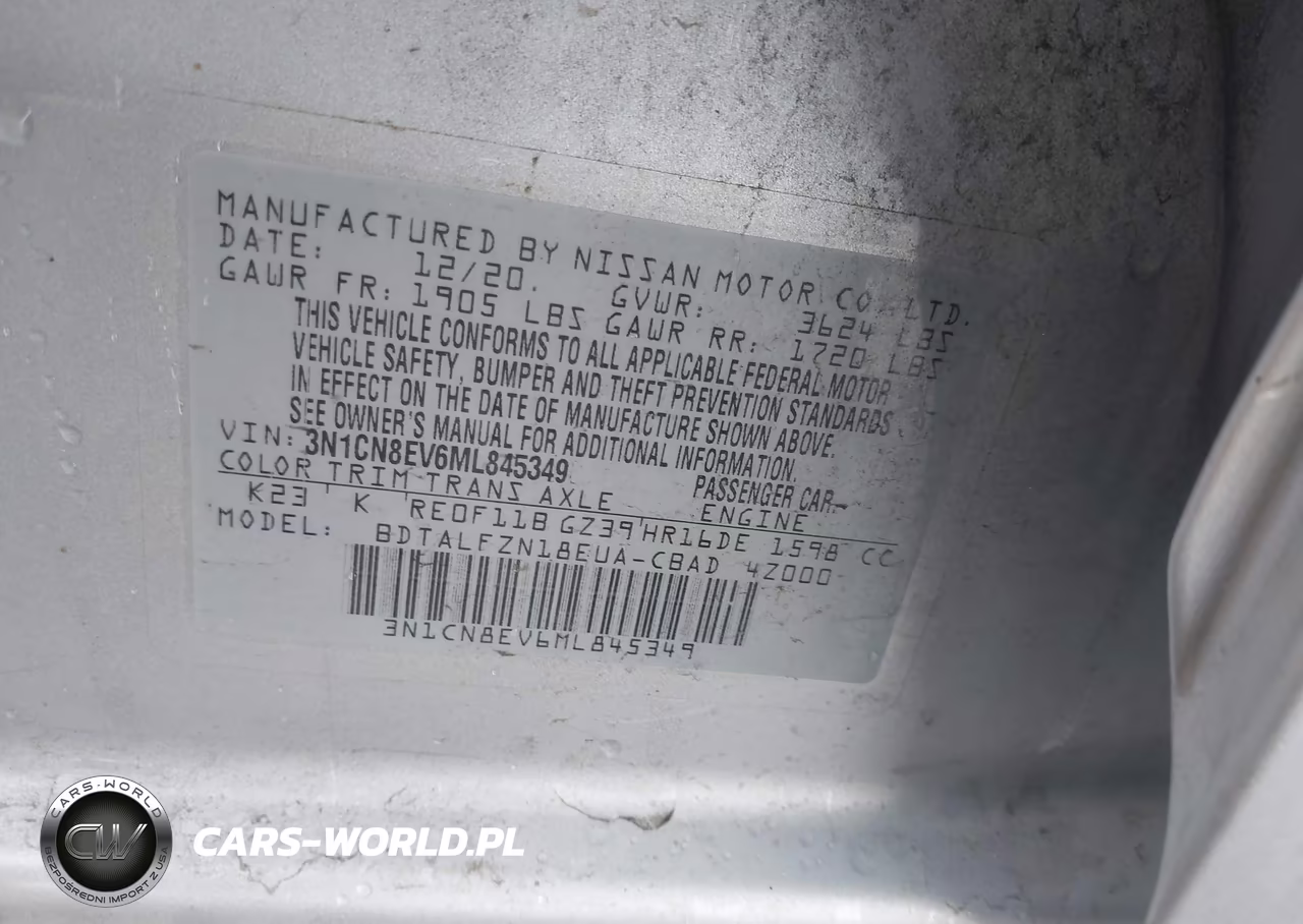 2021 Nissan Versa Sv Xtronic Cvt VIN:3N1CN8EV6ML845349 - 9
