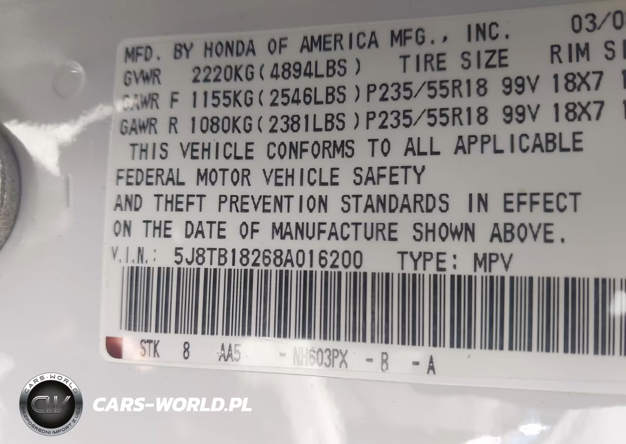 2008 Acura Rdx VIN:5J8TB18268A016200 - 9