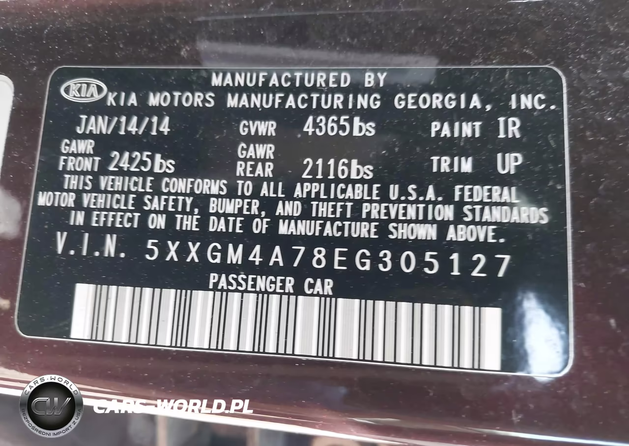2014 Kia Optima Lx VIN:5XXGM4A78EG305127 - 9