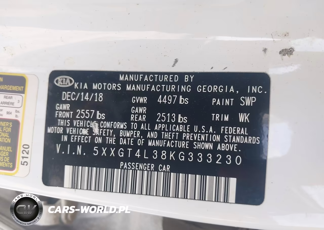 2019 Kia Optima Lx VIN:5XXGT4L38KG333230 - 9