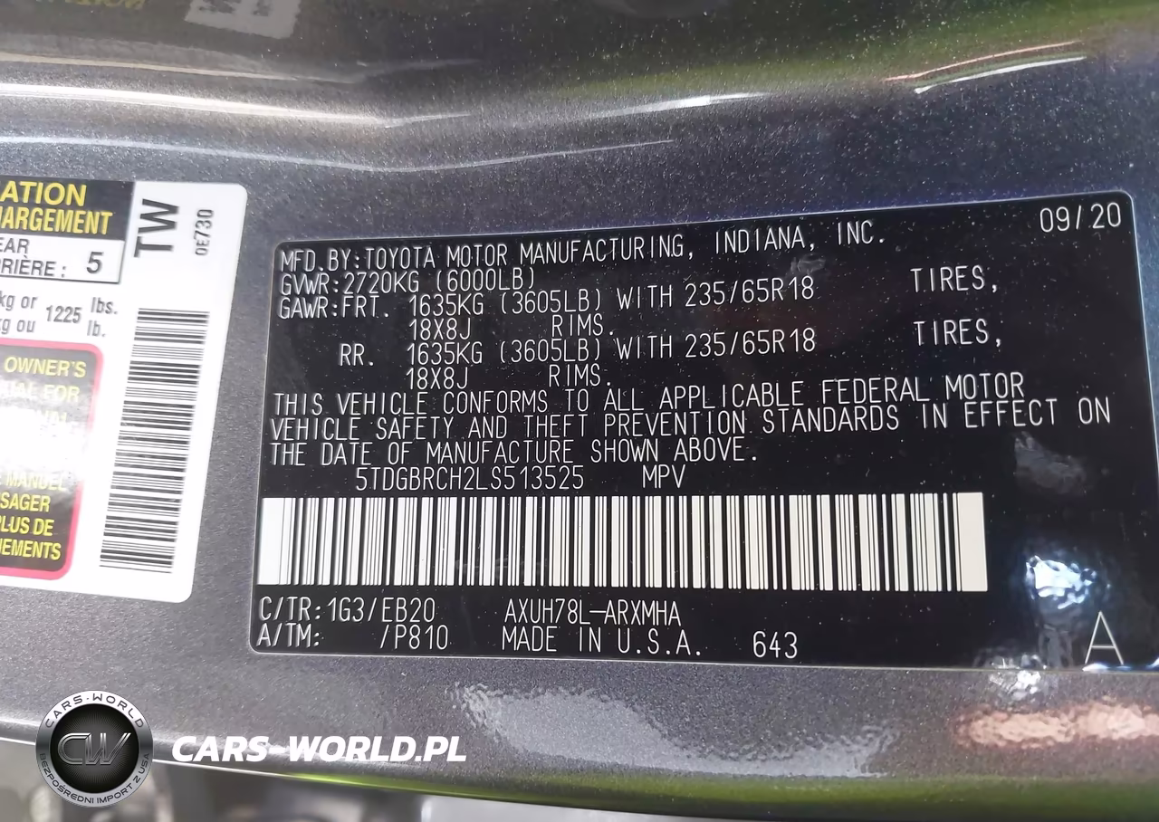 2020 Toyota Highlander Hybrid Xle VIN:5TDGBRCH2LS513525 - 9