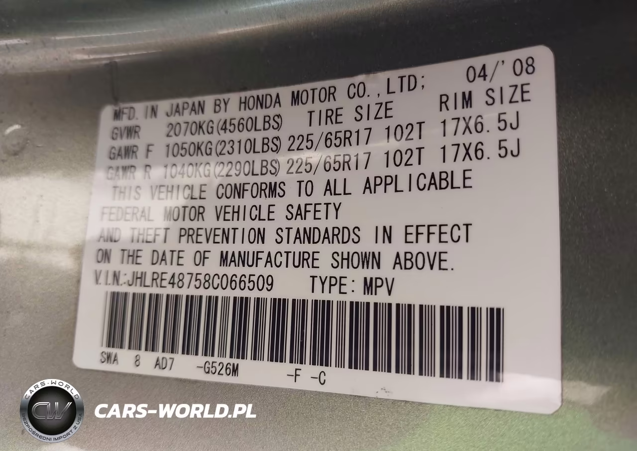 2008 Honda Cr-V Ex-L VIN:JHLRE48758C066509 - 9