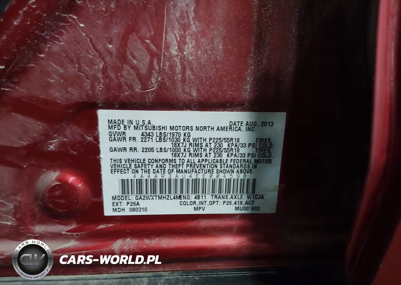 2014 Mitsubishi Outlander Sport Es VIN:4A4AR3AU4EE004598 - 9