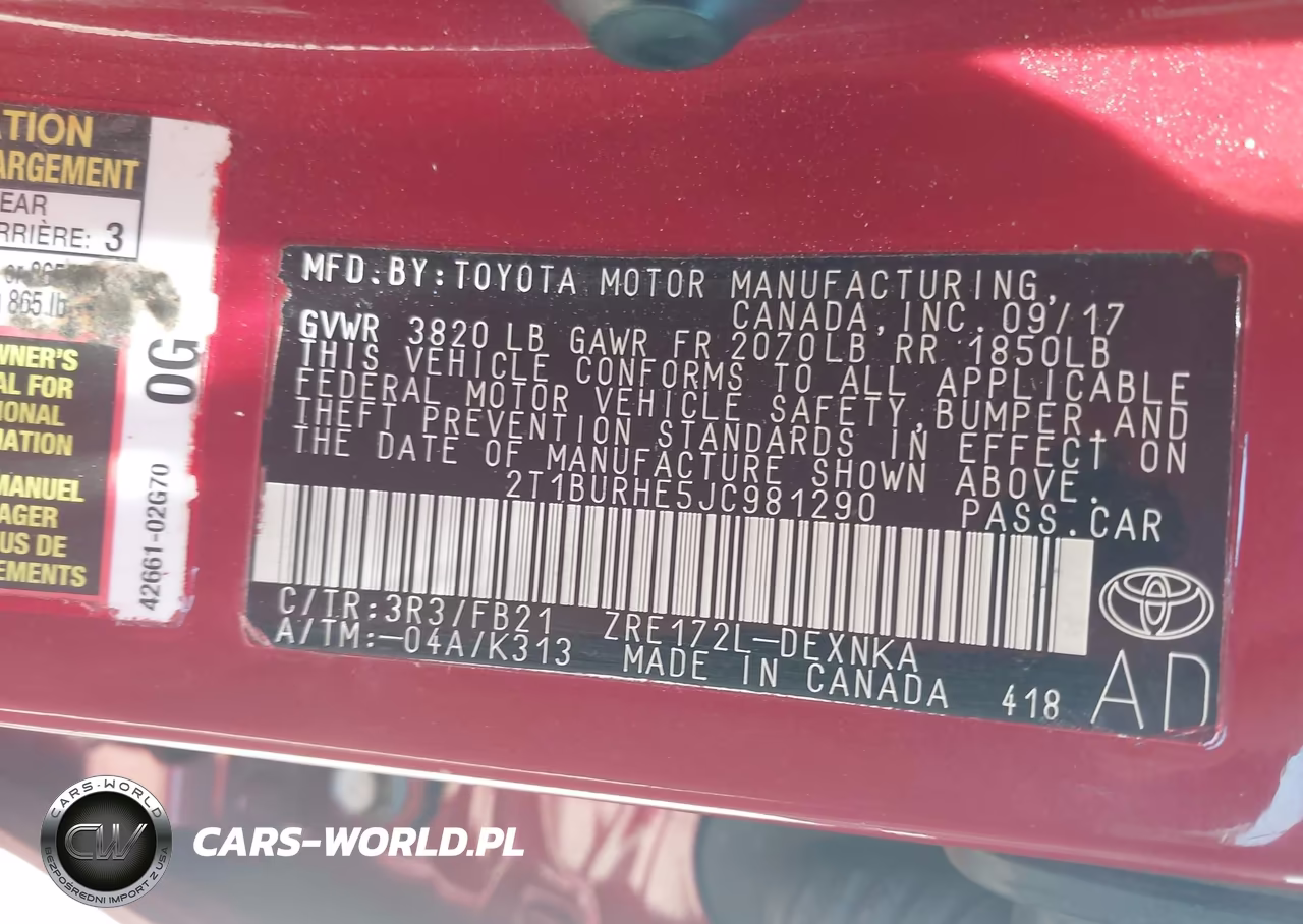 2018 Toyota Corolla Le VIN:2T1BURHE5JC981290 - 9