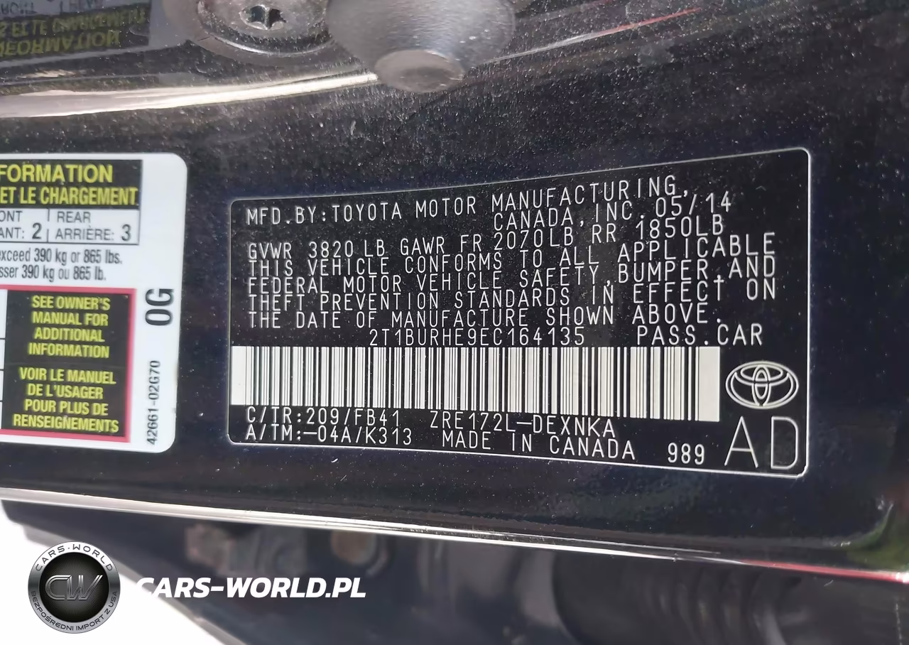 2014 Toyota Corolla Le VIN:2T1BURHE9EC164135 - 9