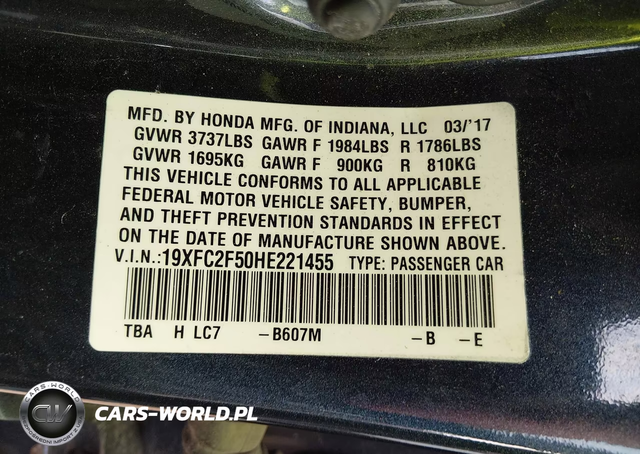 2017 Honda Civic Lx VIN:19XFC2F50HE221455 - 9