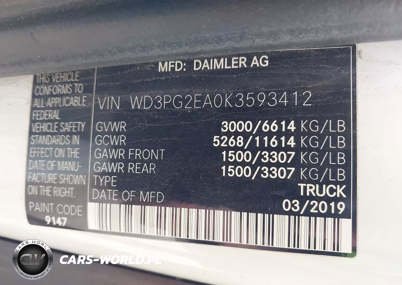 2019 Mercedes-Benz Metris VIN:WD3PG2EA0K3593412 - 9