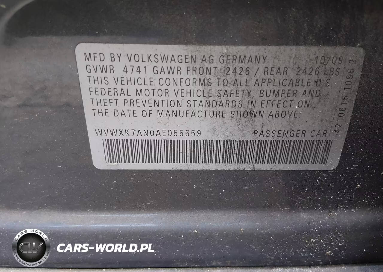 2010 Volkswagen Passat Komfort VIN:WVWXK7AN0AE055659 - 9