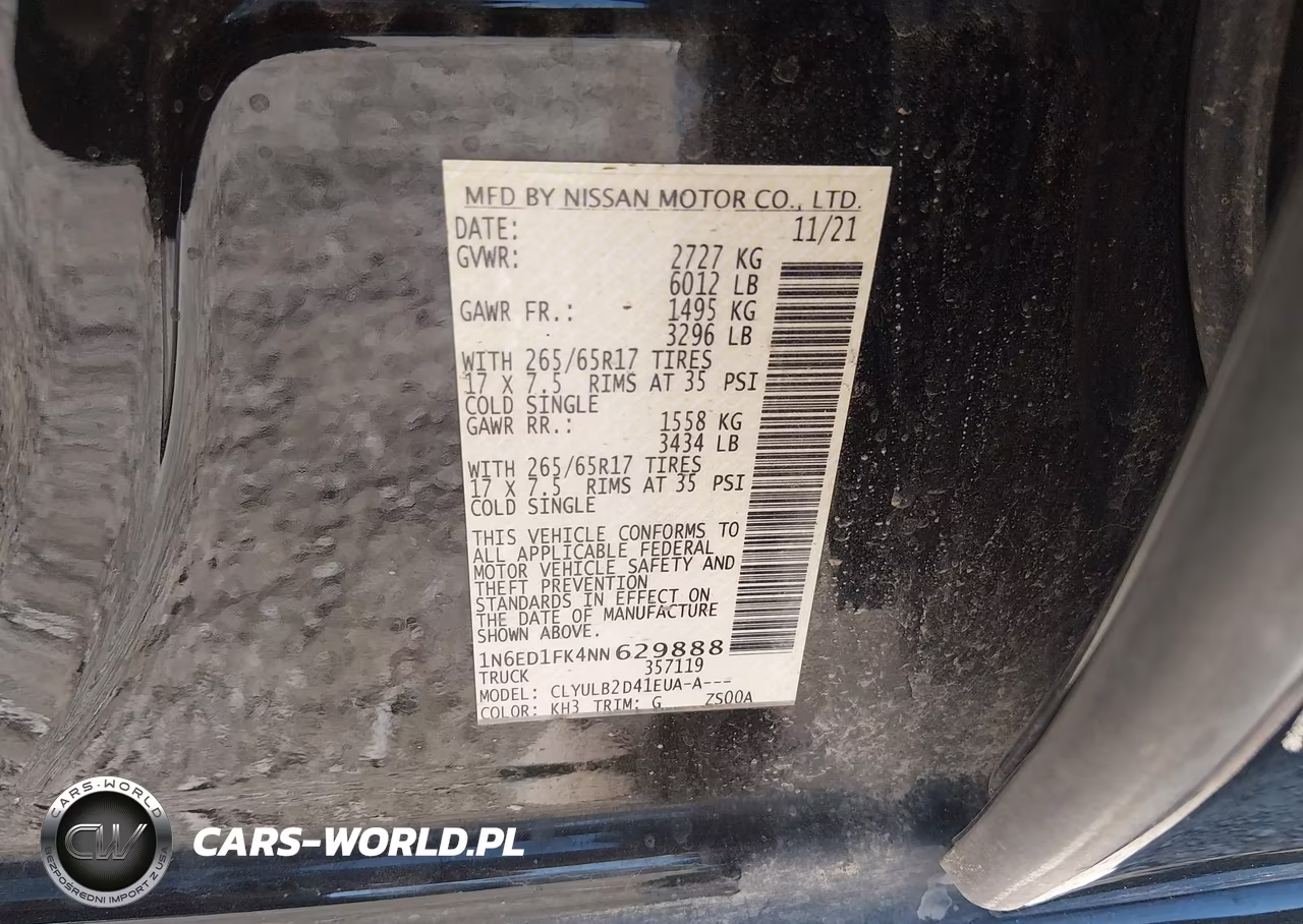 2022 Nissan Frontier Long Bed Sv 4X4 VIN:1N6ED1FK4NN629888 - 9