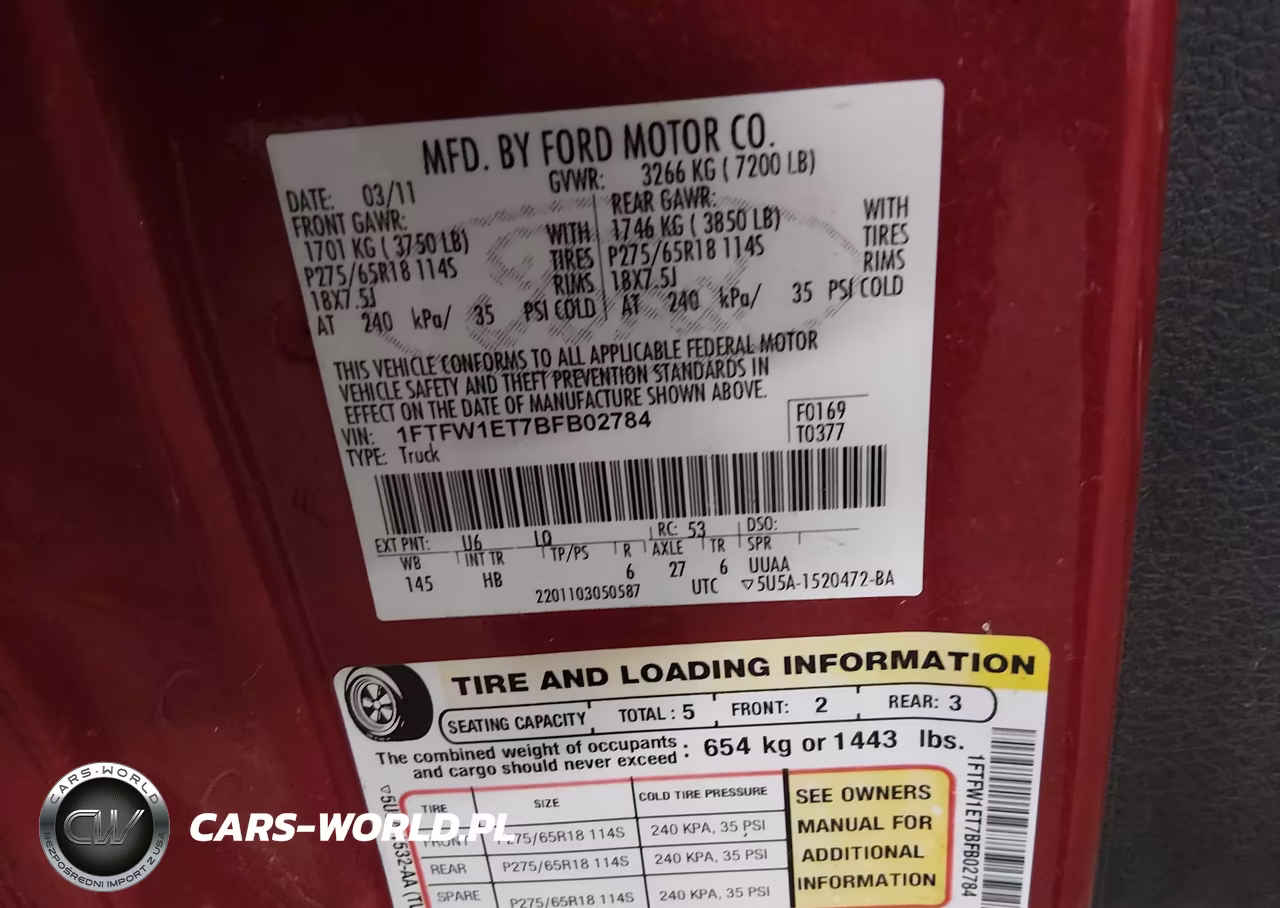 2011 Ford F-150 Lariat VIN:1FTFW1ET7BFB02784 - 9