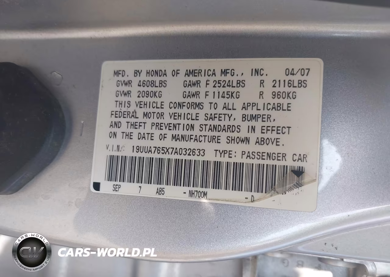 2007 Acura Tl Type S VIN:19UUA765X7A032633 - 9