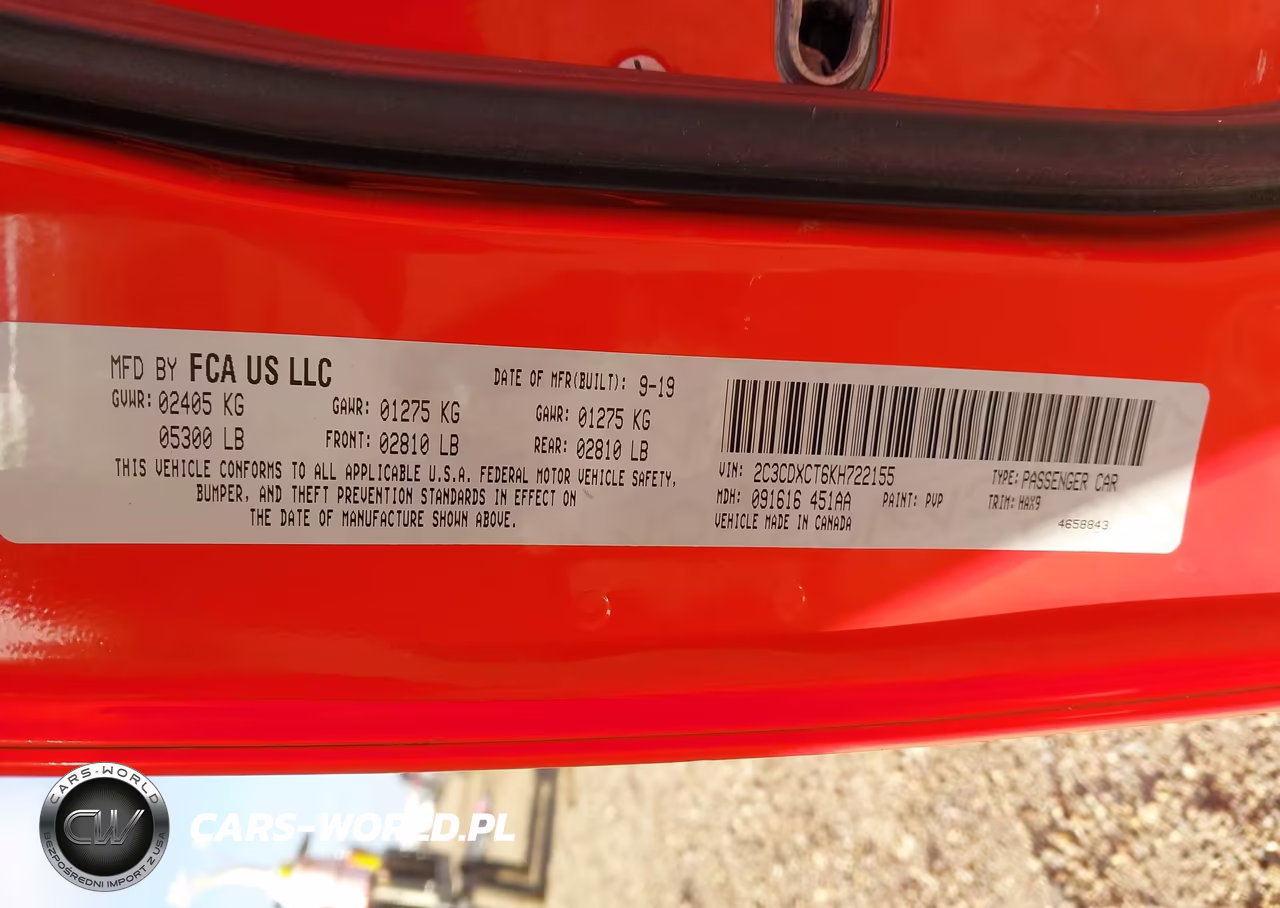 2019 Dodge Charger R-T Rwd VIN:2C3CDXCT6KH722155 - 9