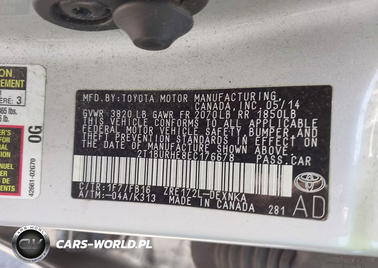 2014 Toyota Corolla Le Plus VIN:2T1BURHE8EC176678 - 9