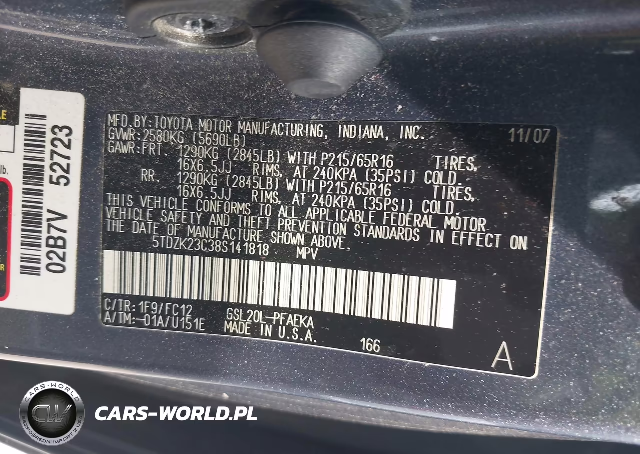 2008 Toyota Sienna Le VIN:5TDZK23C38S141818 - 9