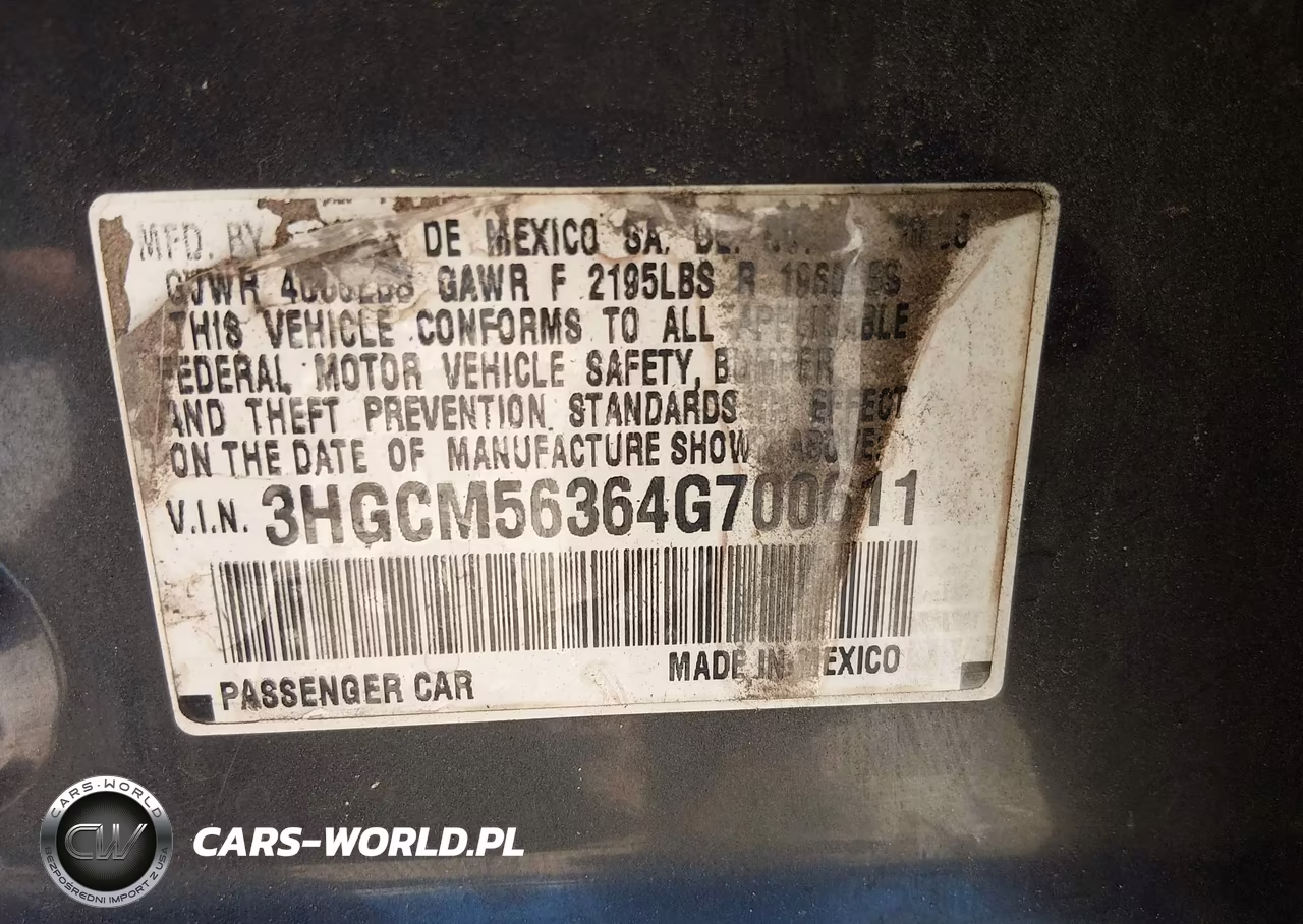 2004 Honda Accord 2.4 Lx VIN:3HGCM56364G700611 - 9