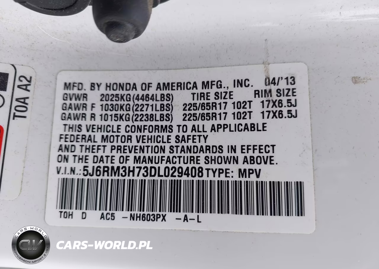 2013 Honda Cr-V Ex-L VIN:5J6RM3H73DL029408 - 9