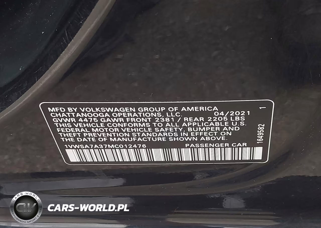 2021 Volkswagen Passat 2.0T Se VIN:1VWSA7A37MC012476 - 9