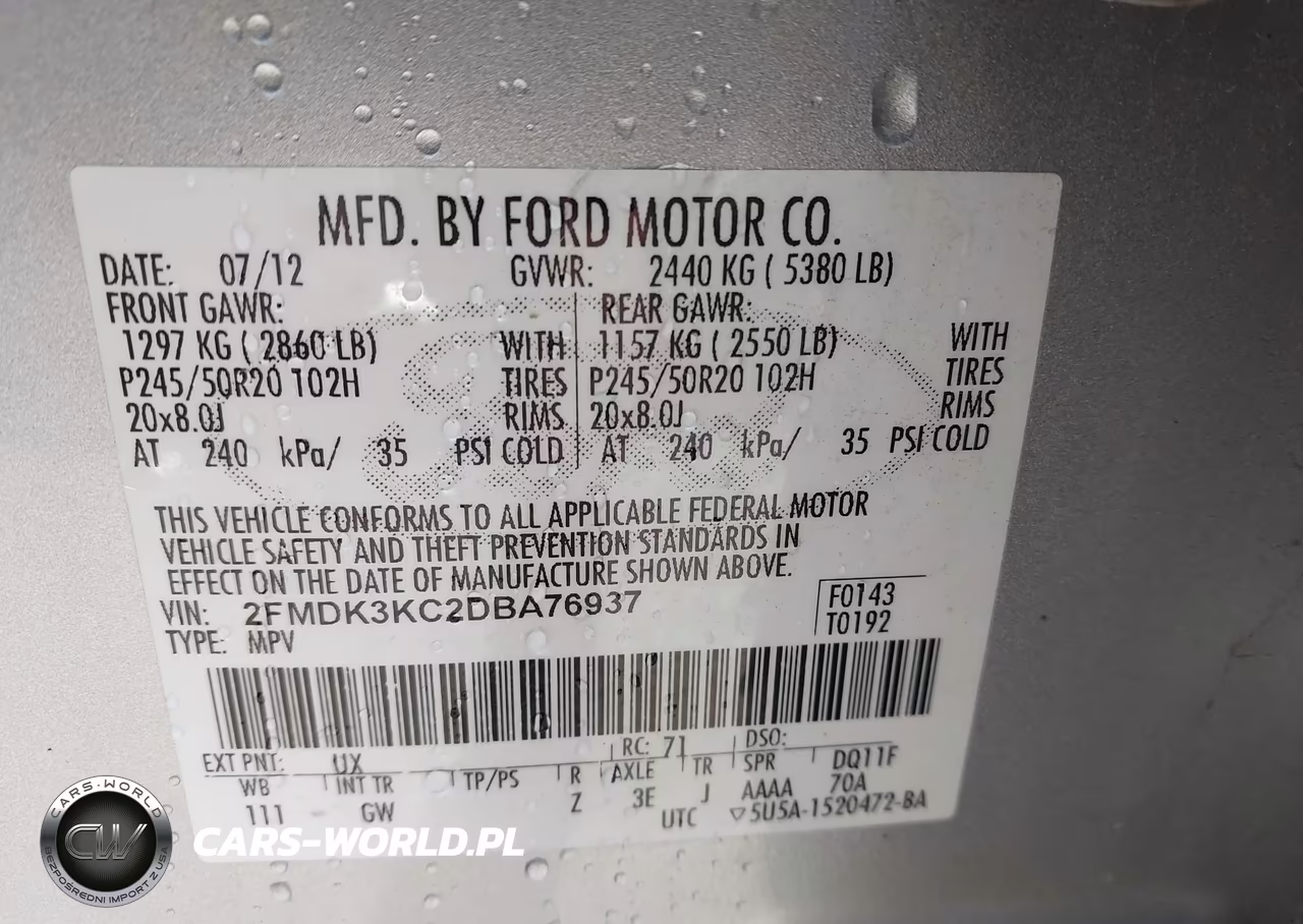 2013 Ford Edge Limited VIN:2FMDK3KC2DBA76937 - 9