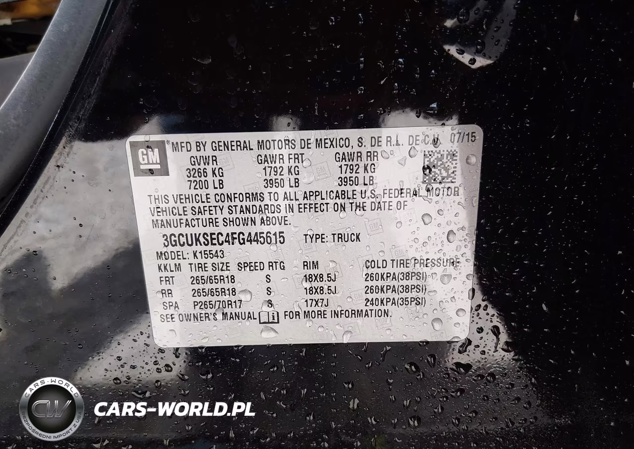 2015 Chevrolet Silverado 1500 2Lz VIN:3GCUKSEC4FG445615 - 9