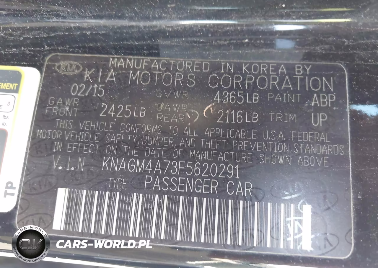 2015 Kia Optima Lx VIN:KNAGM4A73F5620291 - 9