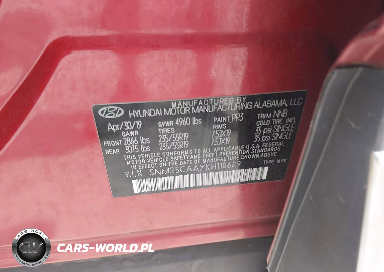 2019 Hyundai Santa Fe Ultimate 2.0T VIN:5NMS5CAAXKH118689 - 9