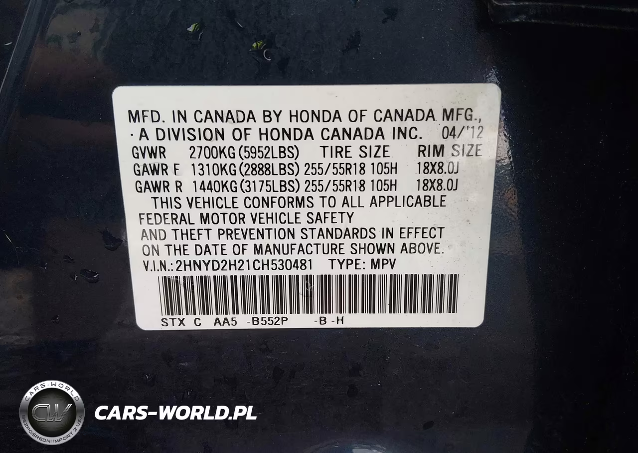 2012 Acura Mdx VIN:2HNYD2H21CH530481 - 9