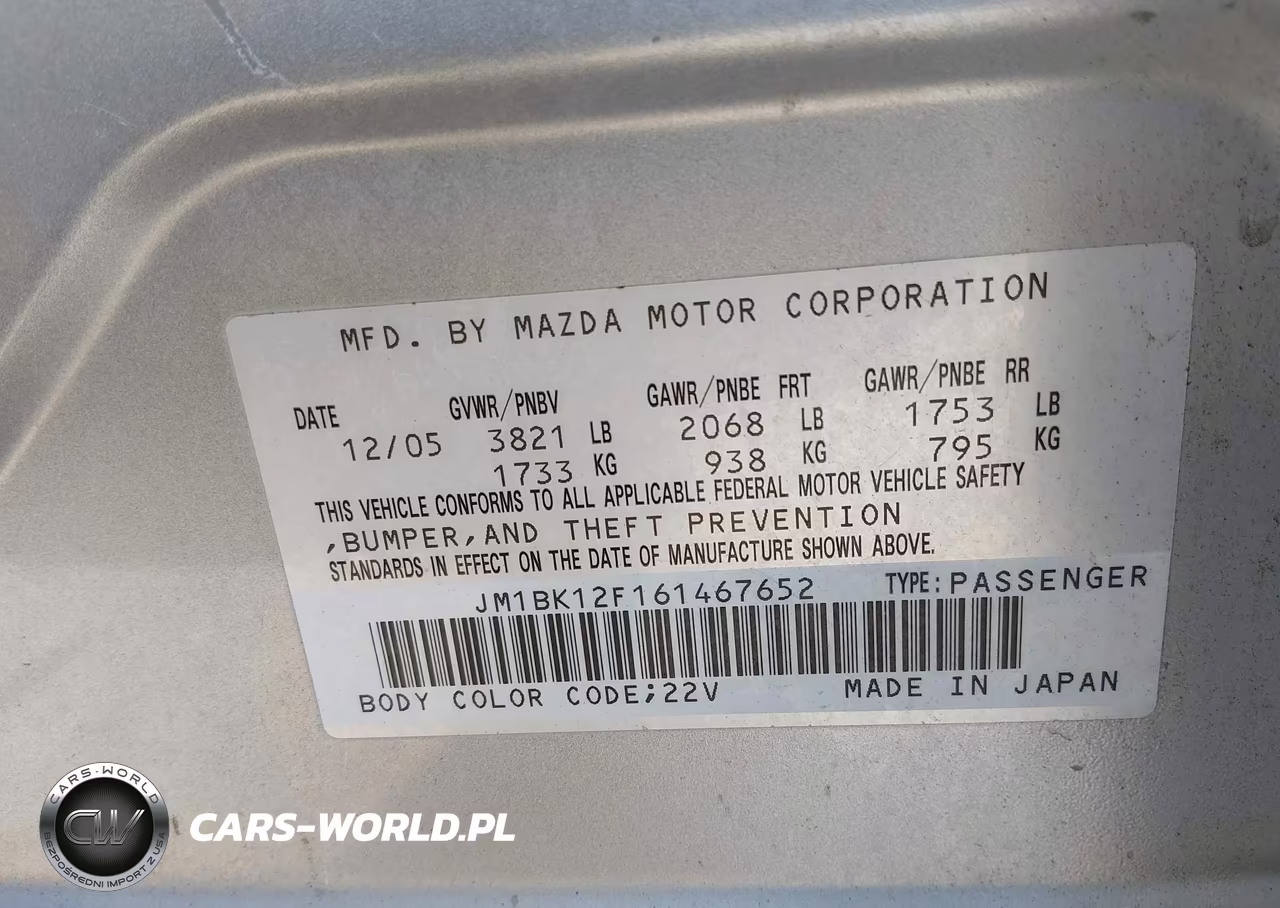 2006 Mazda Mazda3 I VIN:JM1BK12F161467652 - 9