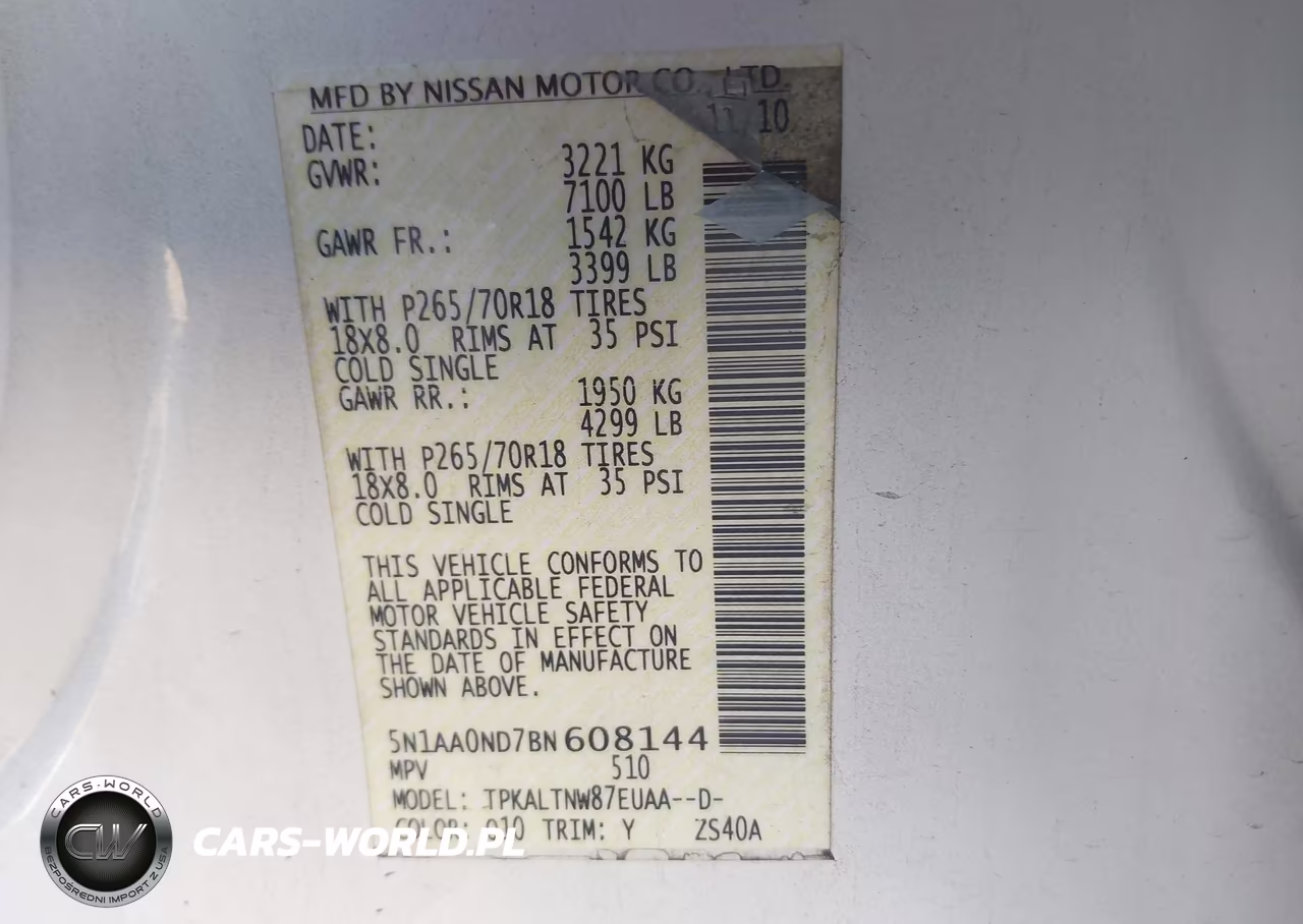 2011 Nissan Armada Sv VIN:5N1AA0ND7BN608144 - 9