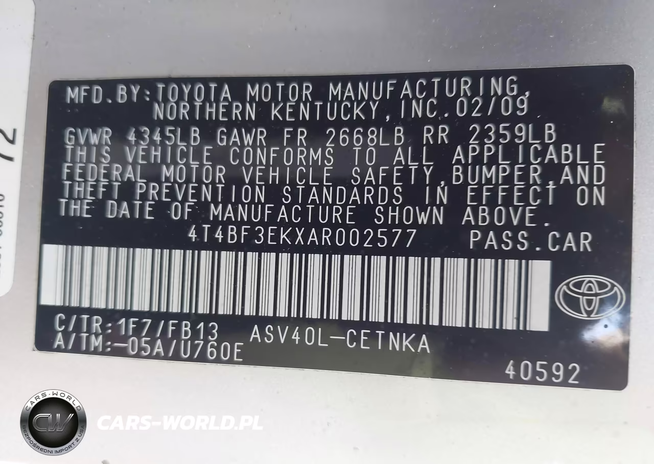 2010 Toyota Camry Le VIN:4T4BF3EKXAR002577 - 9