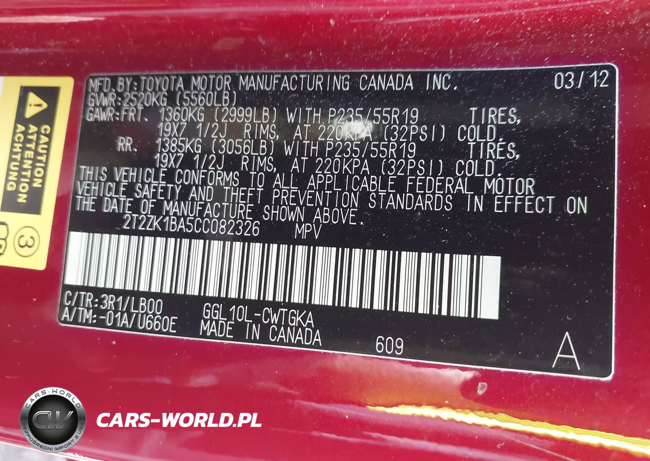 2012 Lexus Rx 350 VIN:2T2ZK1BA5CC082326 - 9