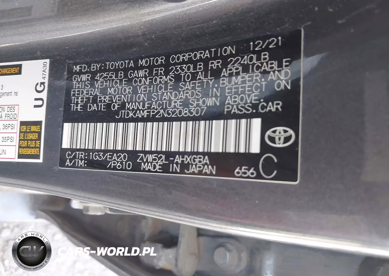 2022 Toyota Prius Prime Xle VIN:JTDKAMFP2N3208307 - 9