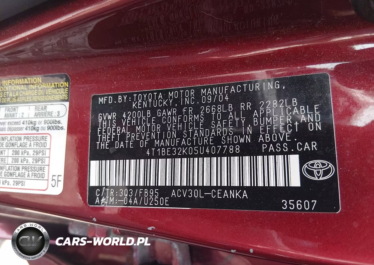2005 Toyota Camry Le VIN:4T1BE32K05U407788 - 9