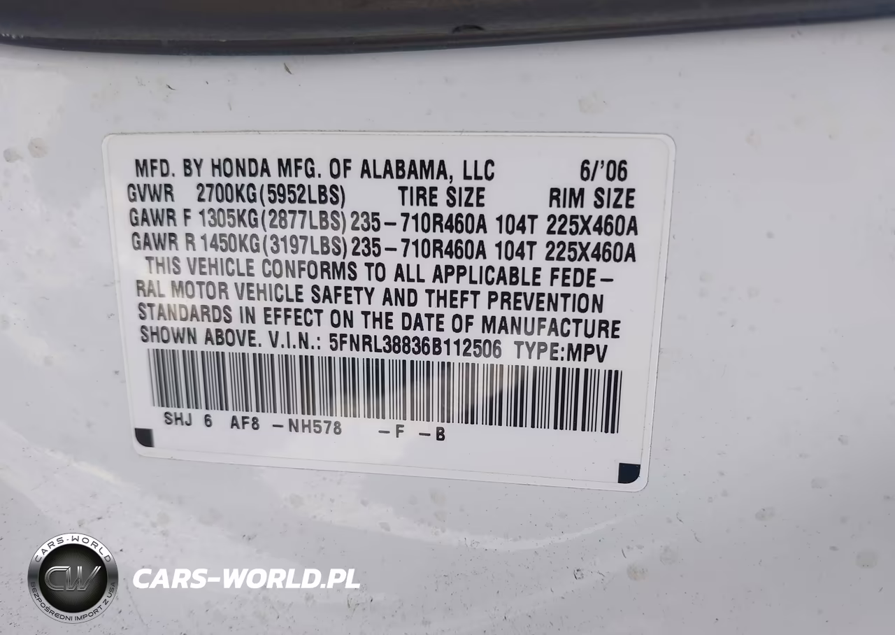 2006 Honda Odyssey Touring VIN:5FNRL38836B112506 - 9