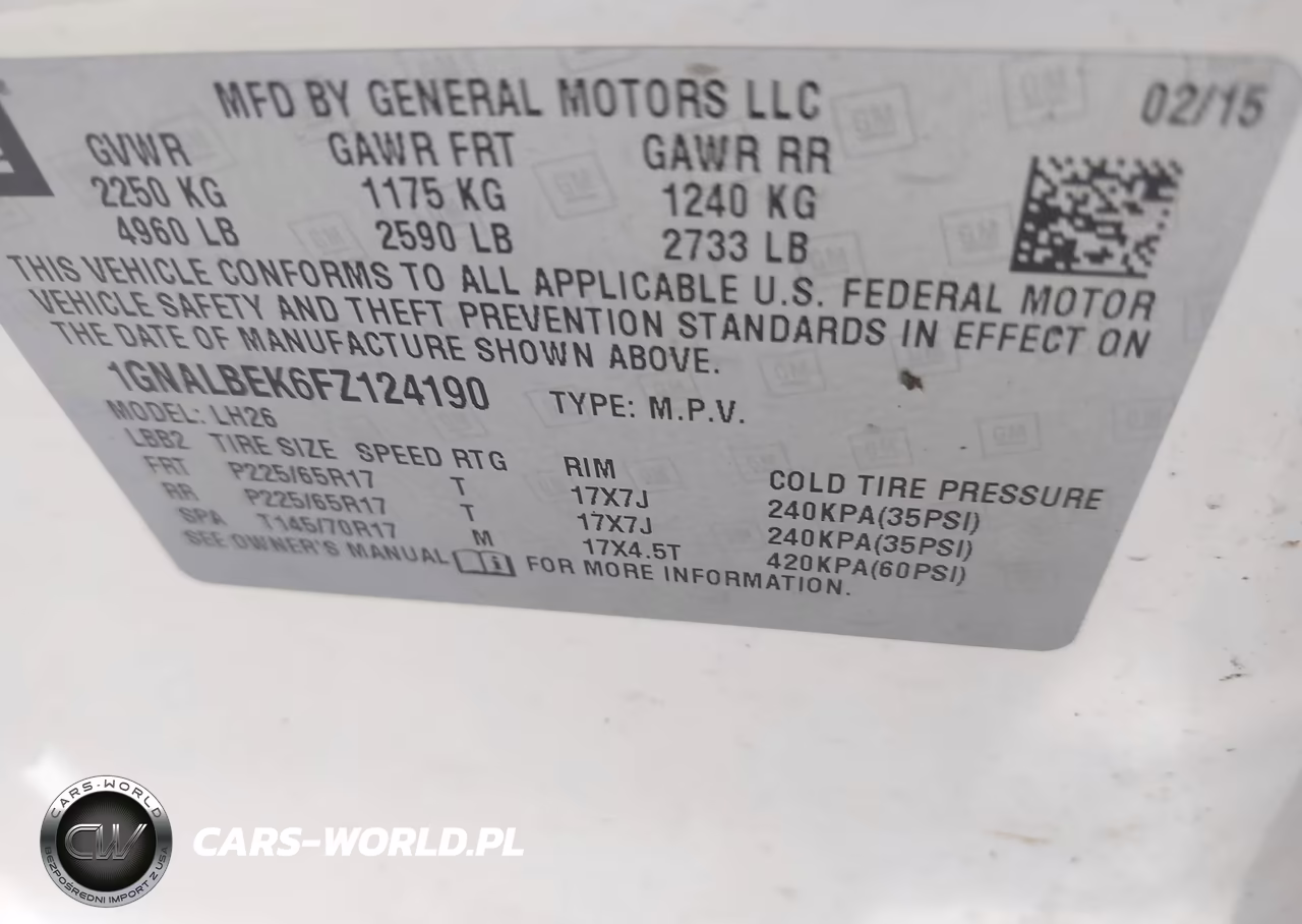 2015 Chevrolet Equinox 1Lt VIN:1GNALBEK6FZ124190 - 9